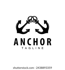 Sea ship vector icon symbol illustration simple sea anchor logo design