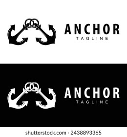 Sea ship vector icon symbol illustration simple sea anchor logo design
