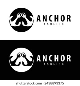 Sea ship vector icon symbol illustration simple sea anchor logo design