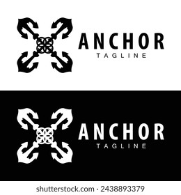 Sea ship vector icon symbol illustration simple sea anchor logo design
