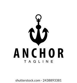 Sea ship vector icon symbol illustration simple sea anchor logo design