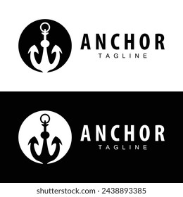 Sea ship vector icon symbol illustration simple sea anchor logo design