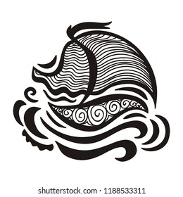 Sea and ship. Vector illustration