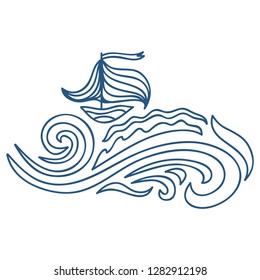 Sea and ship. Vector illustration
