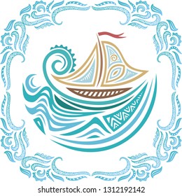 Sea and ship. Vector illustration
