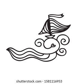 Sea and ship. Vector illustration