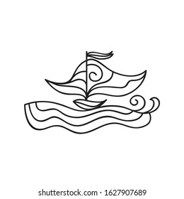 Sea and ship. Vector illustration