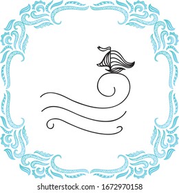 Sea and ship. Vector illustration