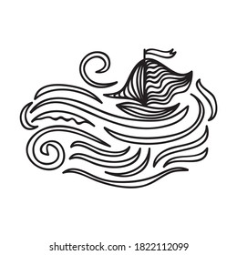 Sea and ship. Vector illustration