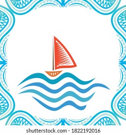 Sea and ship. Vector illustration