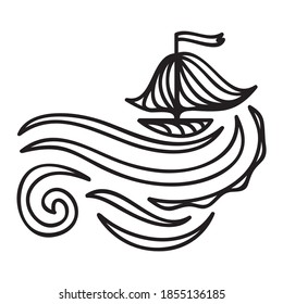 Sea and ship. Vector illustration