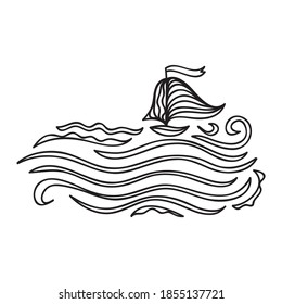 Sea and ship. Vector illustration