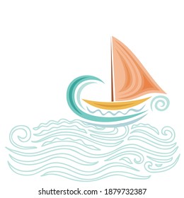 Sea and ship. Vector illustration