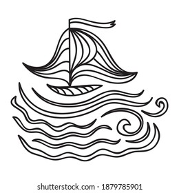 Sea and ship. Vector illustration