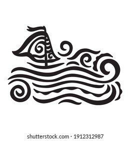 Sea and ship. Vector illustration