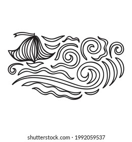 Sea and ship. Vector illustration