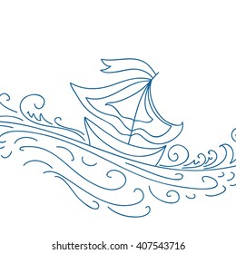 Sea and ship vector illustration