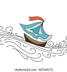 Sea and ship vector illustration
