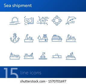 Sea shipment line icon set.Sea transportation concept. Vector illustration can be used for topics like marine, transport, travel