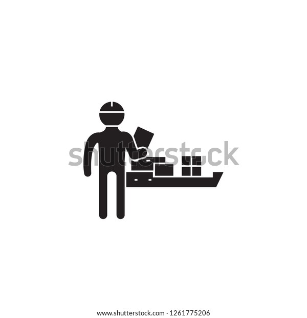 Sea shipping black vector concept icon. Sea shipping\
flat illustration, sign