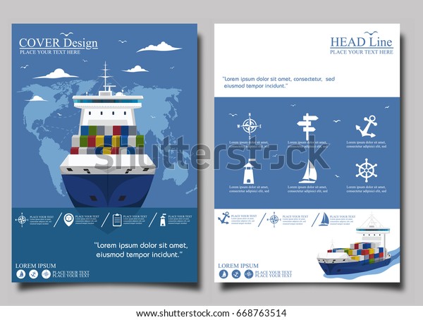 Sea Shipping Poster Template Set Maritime Stock Vector Royalty Free 668763514
