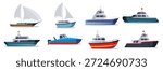sea ships isolated in flat style vector illustration