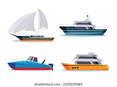 sea ships isolated in flat style vector illustration