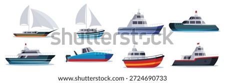 sea ships isolated in flat style vector illustration