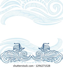 Sea and ships. Vector illustration