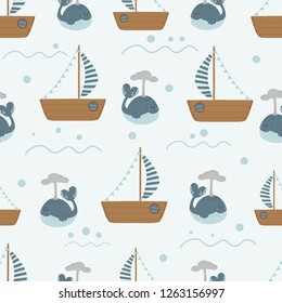 sea ships vector pattern