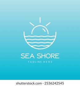 Sea Shore Logo Idea de diseño para vacaciones, turismo, agencia de viajes, vacaciones de verano, logotipo de la costa