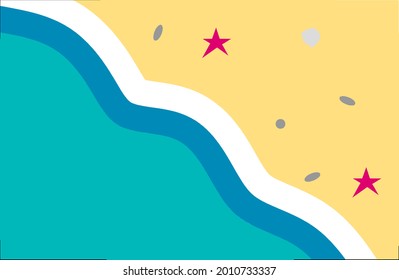 
Sea shore with starfish jellifish and stone.