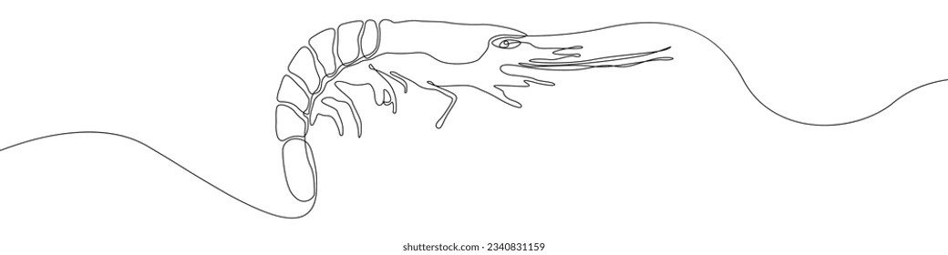 Sea shrimp icon line continuous drawing vector. One line Langoustine icon vector background. Seafood shrimp icon. Continuous outline of a Cartoon Shrimp icon.