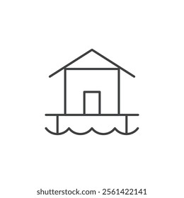 Sea side cabin icon Vector logo set flat