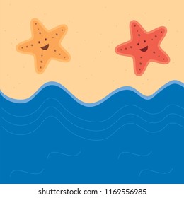 Sea side star fish vector
