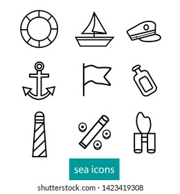 Sea simple outline objects. Vector illustration
