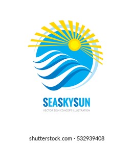 Sea sky sun - vector business logo concept illustration. Summer vacation nature creative sign. Abstract symbol. Design element. 