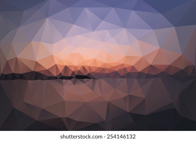 Sea, sky. Triangle background, vector polygon art, soft colored abstract illustration. Web mobile interface template. Travel corporate website design. Blurred. Landscape. Instagram style.