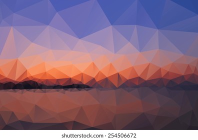 Sea, sky. Triangle background, vector polygon art, soft colored abstract illustration. Web mobile interface template. Travel corporate website design. Blurred. Landscape. Instagram style.