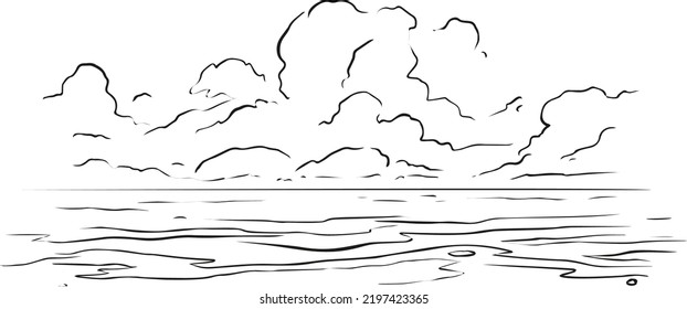 sea, sky vector illustration art.