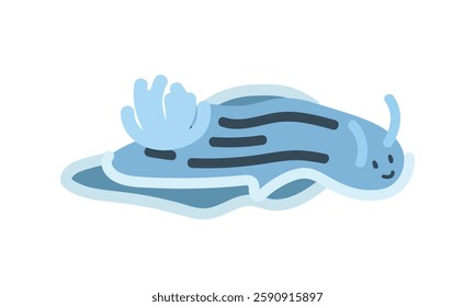 Sea slug cartoon clipart. Cute Chromodoris willani or sea slug vector illustration. Animal in flat style. Sea animals concept isolated on white background