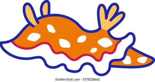 The sea slug orange in a white background