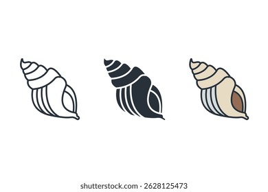 sea snail icons isolated on White Background. Flat style design