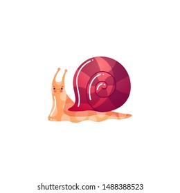 Sea snail. Raster illustration in the flat cartoon style