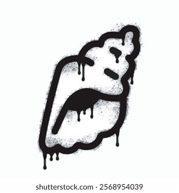 Sea snail spray icon isolated on white background. Sea snail spray graffiti icon in black on white background. Vector illustration.