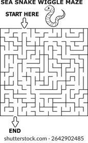 Sea snake wiggle maze fun kids activity game printable