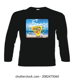 Sea snow pizza t shirt design