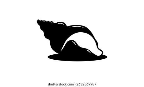 Sea Spiral Shell Black Isolated Silhouette