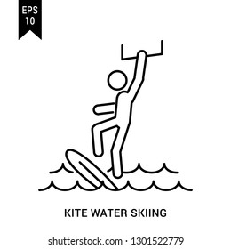 Sea sports icon: Kite water skiing 
