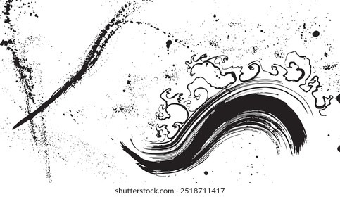 sea spray background. brush stroke wave. hand drawn shape.